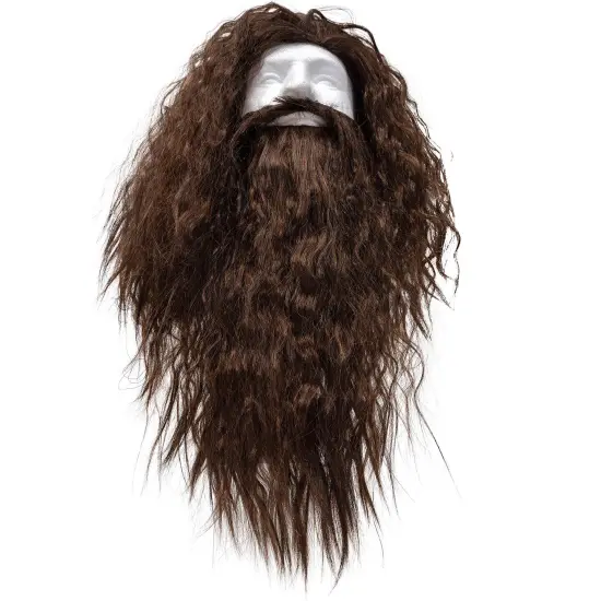 Brown Wig and Beard - Brown Wavy Biblical Costume Accessories Hair Wig and Beard Set for Adults and Kids {3}