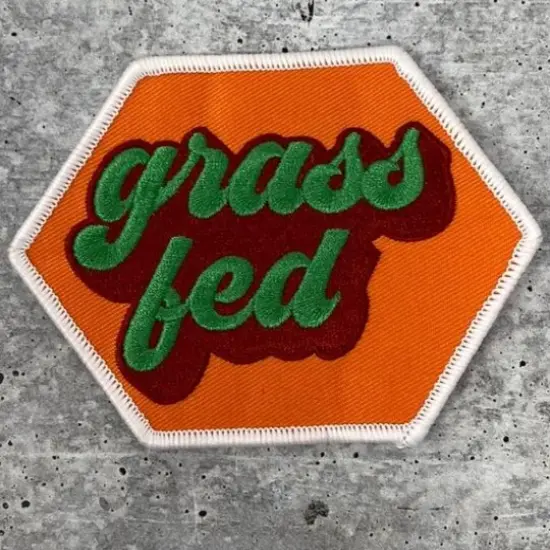 Patch Party Club &ldquo;Grassfed&rdquo; Iron-On Embroidered Patch, Size 3&rdquo; {1}