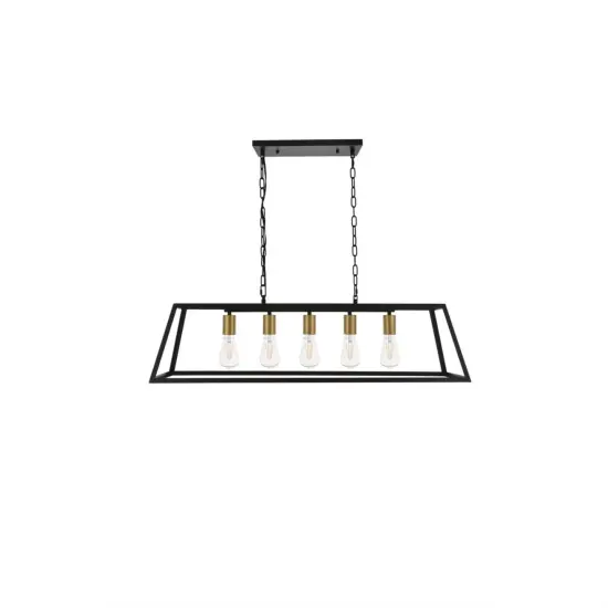 Resolute 5 light brass and black Pendant {3}