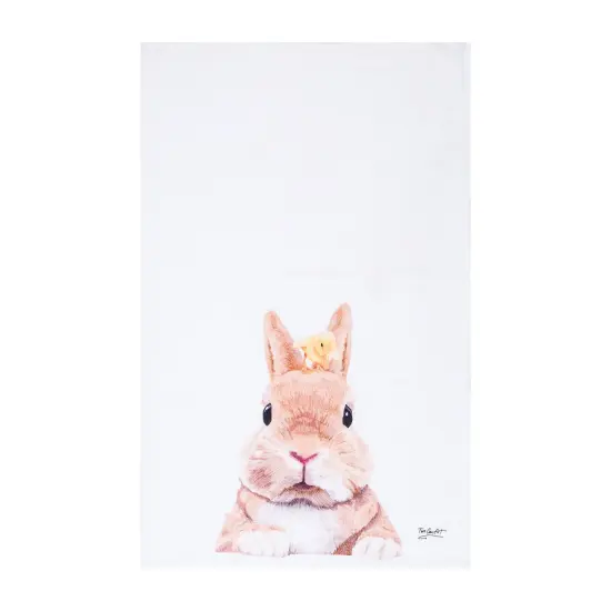 Bunny Rabbit & Duckling Easter Spring Theme Printed Flour Sack Kitchen Dishtowel {1}