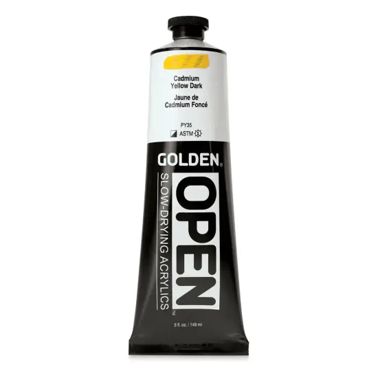 Golden Open Acrylics - Cadmium Yellow Dark, 5 oz Tube {1}