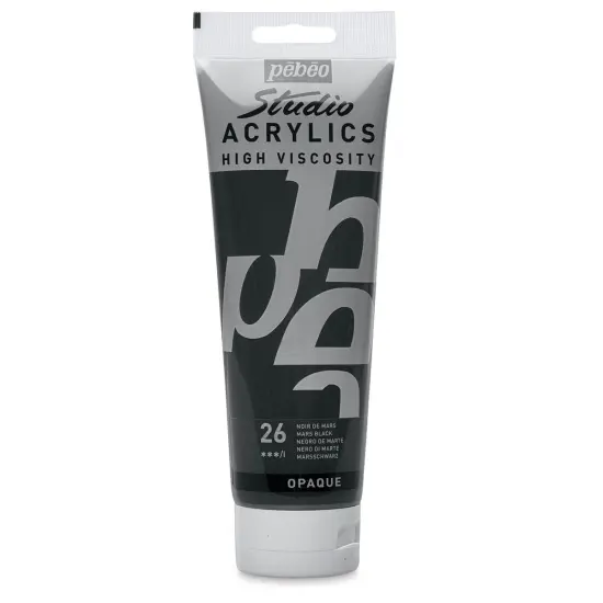Pebeo High Viscosity Acrylics - Mars Black, 250 ml tube {1}