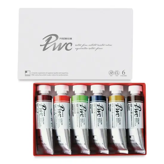 PWC Extra Fine Professional Watercolor - Set of 6, B, Assorted Colors, 15 ml {1}