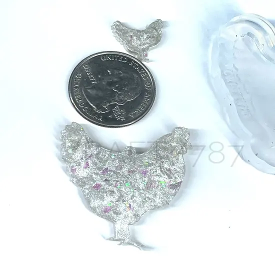 Chicken Gallina Dangle Earrings Silicone Mold (C8) {2}