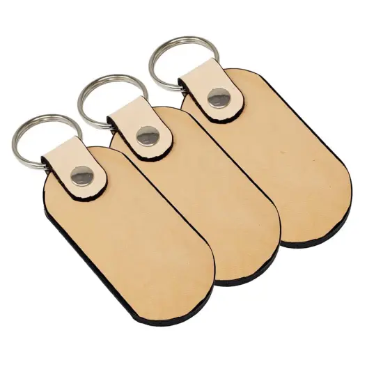 Blank Leather Keychains with Colored Edges &ndash; DIY Custom Key Fobs -10 Pack {2}