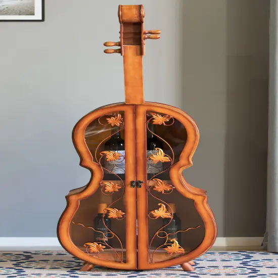 4.5 Feet Tall Violin Shaped Cabinet With 2 Shelf and Acrylic Clear Double Door {2}