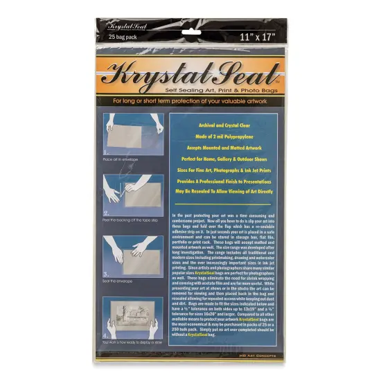 Krystal Seal Self-Sealing Art, Print, and Photo Bag Pack - 11" x 17", Pkg of 25 {1}