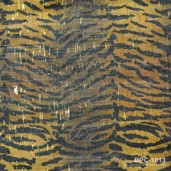 Belagio Cork Fabric, 25" Wide, Tiger Print, Orange Multi, 15-Yard Bolt {1}