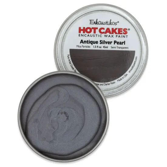 Enkaustikos Hot Cakes Encaustic Paint - Antique Silver Pearl, 45 ml tin {1}