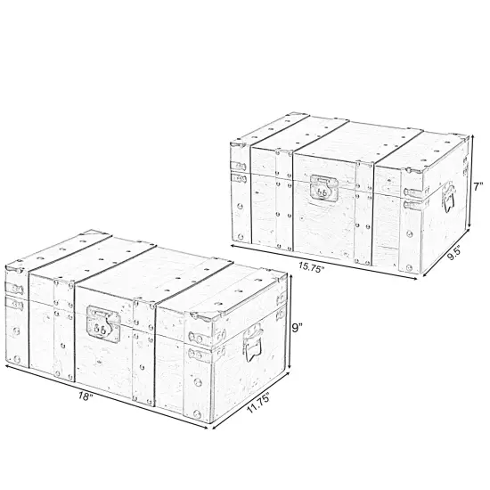 Natural Wooden Style Trunk with Handles {4}