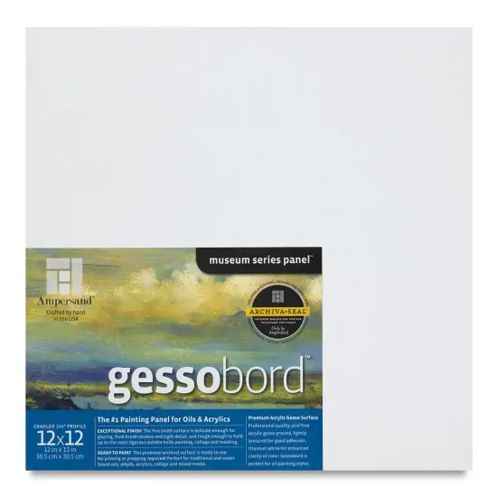 Ampersand Gessobord - 12" x 12", 1-1/2" Cradled {2}