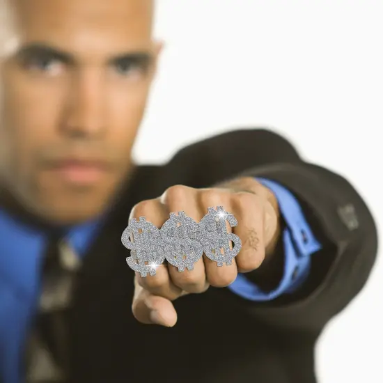 Dollar Sign Costume Ring - Money Symbol Jewelry Three Finger Ring for Men and Women {4}