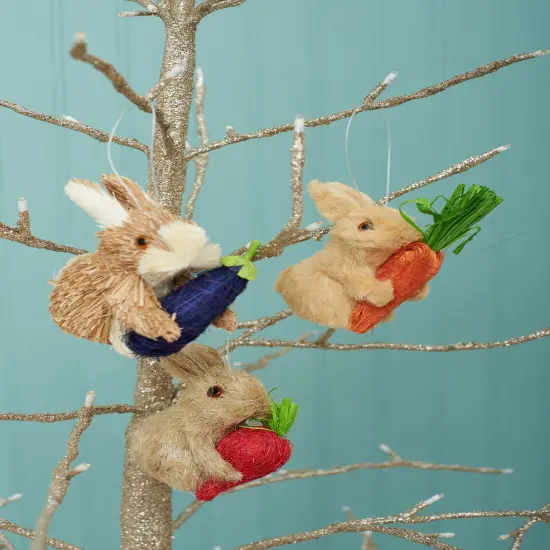 Rabbit Easter Spring Decorative Hanging Tree Ornament Set of 3 {4}