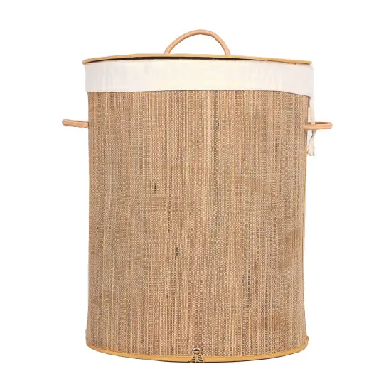 Collapsible Waterproof Laundry Hamper with Lid and Handles for Organizer, Clothes, Toy Durable Folder Washing Bin for Easy Carrying Bamboo {9}