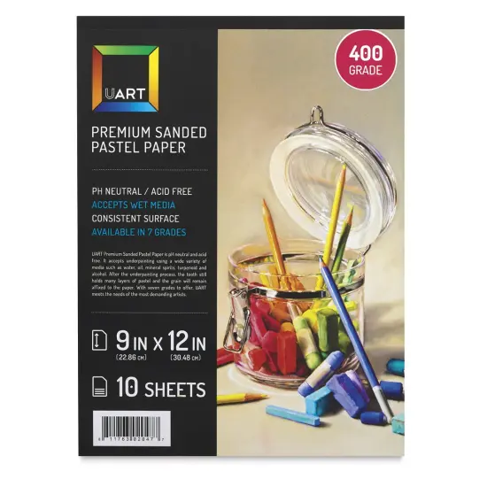 UArt Sanded Pastel Paper Pad - 400 Grit, 9" x 12", 10 sheets, Beige {1}