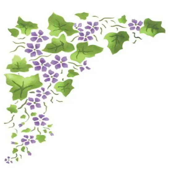 Small Corner Violet Ivy Wall Stencil | 950A by Designer Stencils | Floral Stencils | Reusable Art Craft Stencils for Painting on Walls, Canvas, Wood | Reusable Plastic Paint Stencil for Home Makeover | Easy to Use & Clean Art Stencil {1}