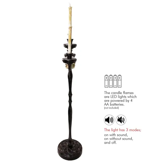 Animated Halloween Candelabra Decoration - Creepy Gothic Haunted Mansion Black Skull Floating Candle Holder Party Decorations Prop {2}
