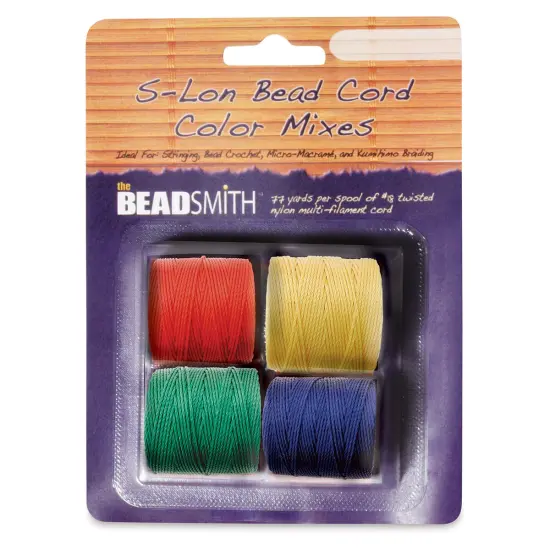 Beadsmith S-Lon Cord Pack - Pkg of 4, Primary Colors {1}