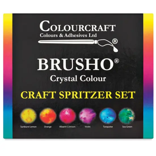 Brusho Crystal Colours - Set of 6, Assorted Colors with Craft Spritzer {2}
