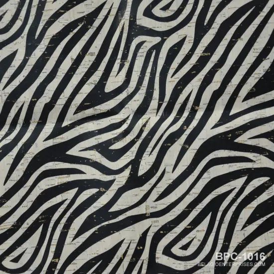 Belagio Cork Fabric, 18" x 15", Zebra Print, Black/White {1}
