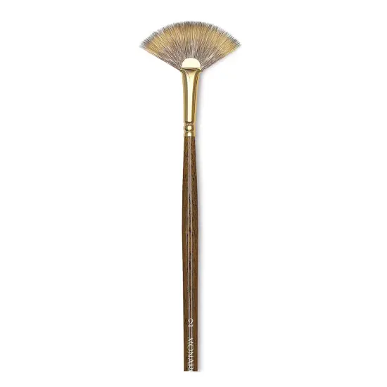 Winsor & Newton Monarch Mongoose Brush - Fan, Long Handle, Size 2 {1}