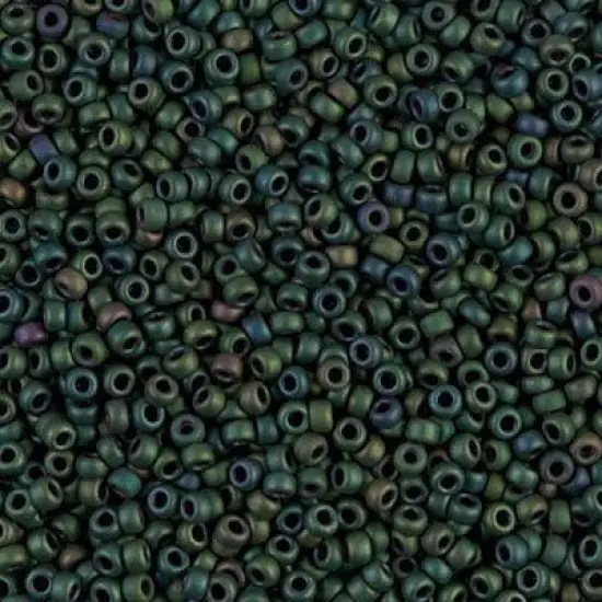 Miyuki 11 Round Seed Bead, 11-2066, Matte Metallic Dark Green Iris, 13 grams {1}