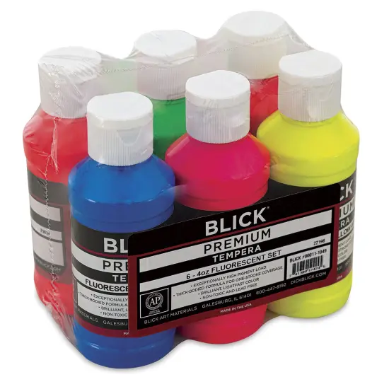 Blick Premium Grade Tempera - Set of 6, Fluorescent Colors, 4 oz {1}