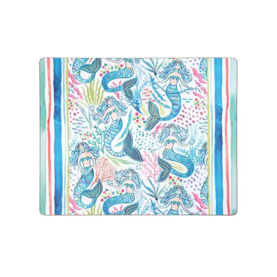 Mermaid Garden Hardboard Placemats Set of 6 Blue Quilted Placemats, 13" x 16" {1}