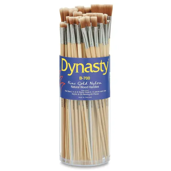 Dynasty Dupont Tynex Gold Nylon Acrylic Brush Canister - Assorted Brushes, Set of 60 {1}