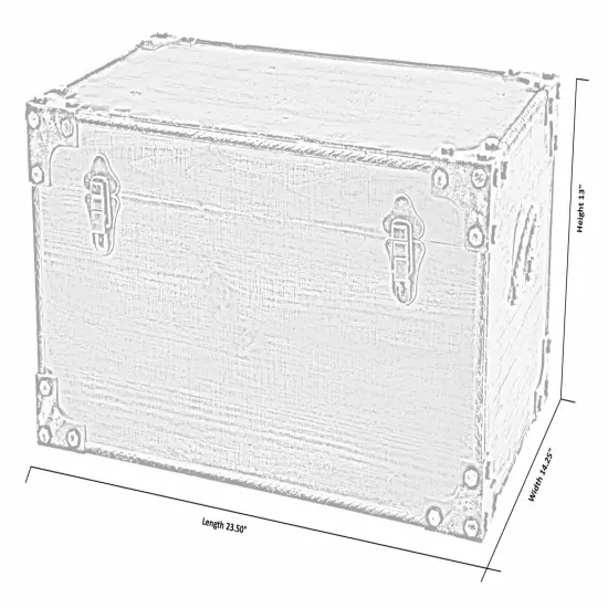Distressed Wooden Vintage Industrial Style Decorative Trunk with Lockable Latch {2}