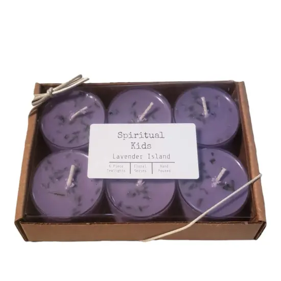 Lavender Island All Natural Soy Wax Tealights 6 Count Hand Poured with Fragrant/Essential Oils and Dried Lavender {1}