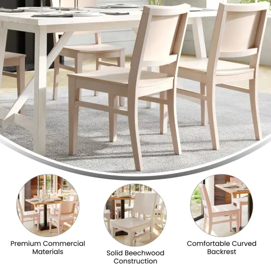 Emma and Oliver Spencer Set of 2 Dining Chairs with Curved Backrests and Solid Wood Constructions Antique White {4}