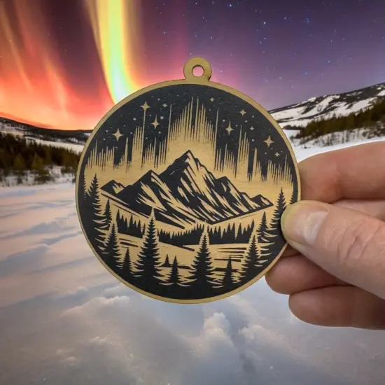Ornament - Black - Northern Lights aurora borealis {4}