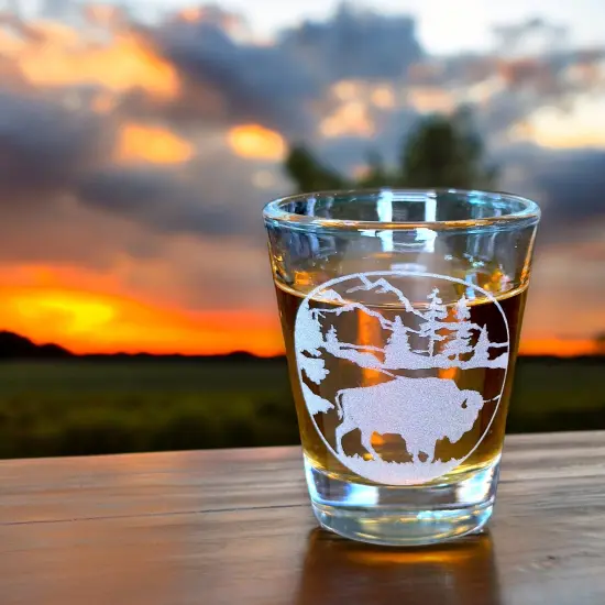 2oz Free Range American Bison Shotglass LASER {4}