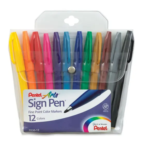 Pentel Arts Sign Pen - Set of 12, Fine Tip {1}