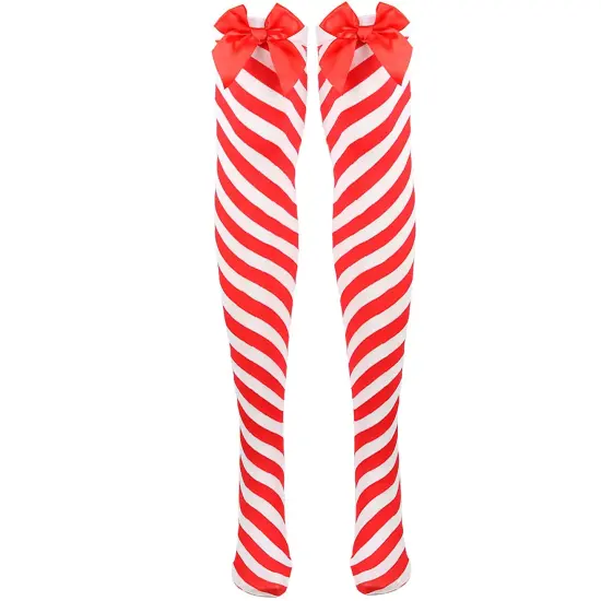 Peppermint Candy Cane Socks - Red and White Striped Christmas Holiday Candy Canes Stockings for Women and Girls {3}