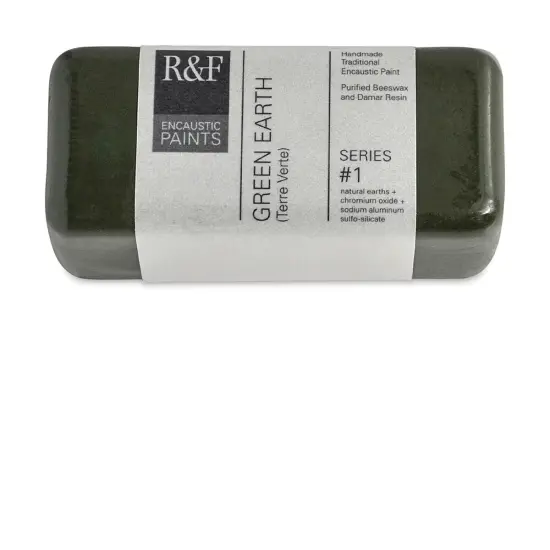R&F Encaustic Paint Block - Green Earth, 104 ml block {1}
