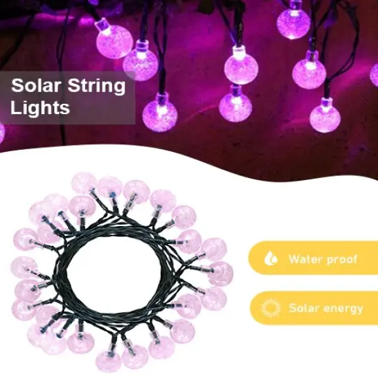 Perfect Holiday 30 LED Solar Bulb String Lights Pink {2}