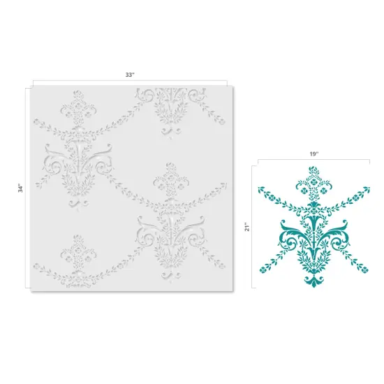 Antique Wallpaper Wall Stencil | 3574 by Designer Stencils | Pattern Stencils | Reusable Stencils for Painting | Safe & Reusable Template for Wall Decor | Try This Stencil Instead of a Wallpaper | Easy to Use & Clean Art Stencil Pattern {3}