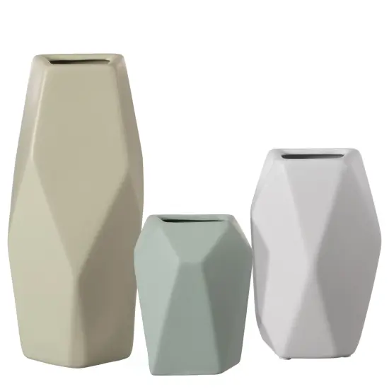 Decorative Ceramic Multi Paned Vase, Modern Style Centerpiece Table Vase {1}