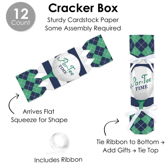 Big Dot of Happiness Par-Tee Time - Golf - No Snap Birthday or Retirement Party Table Favors - DIY Cracker Boxes - Set of 12 {6}