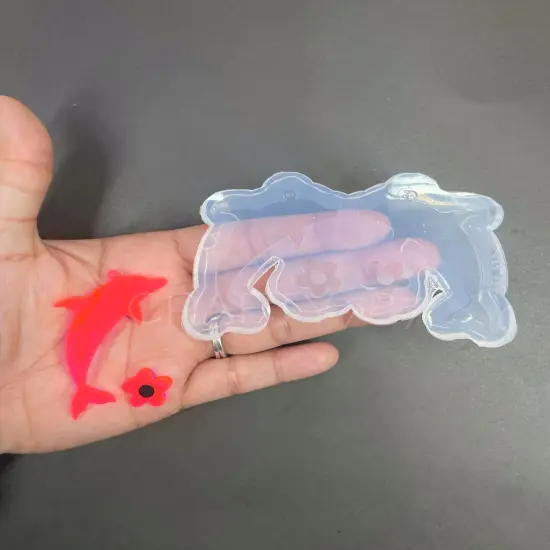 Dolphin Dangle Earring Silicone Mold and Flower stud (C13) {2}