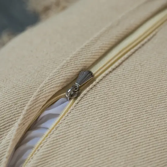 16" Handwoven Cotton & Silk Throw Fringed Pillow Cover Embossed Zig Zag & Crossed Lines Design {5}