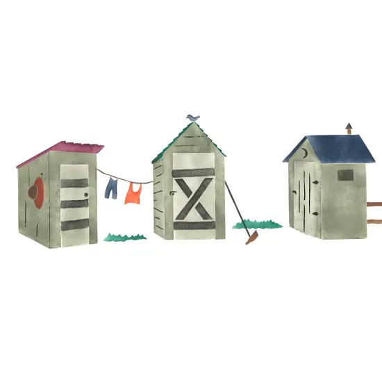 Outhouse Scene Wall Stencil | 2703 by Designer Stencils | Outdoor Stencils | Reusable Art Craft Stencils for Painting on Walls, Canvas, Wood | Reusable Plastic Paint Stencil for Home Makeover | Easy to Use & Clean Art Stencil {2}