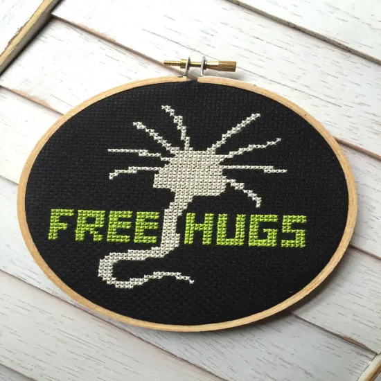 Free Hugs Alien Creature Counted Cross Stitch DIY KIT Intermediate {1}