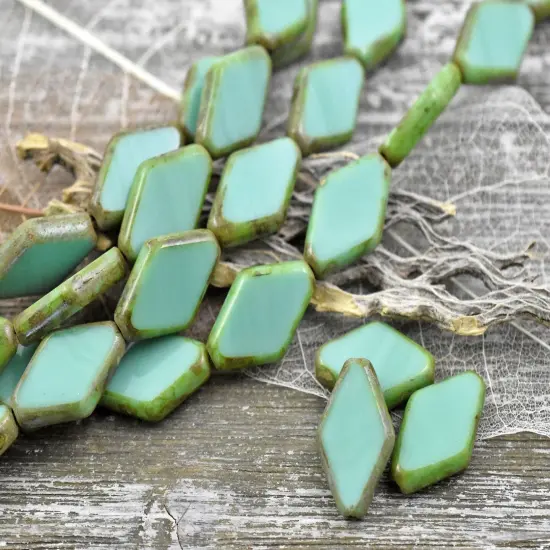 19x13mm Turquoise Picasso Table Cut Diamond Beads {1}