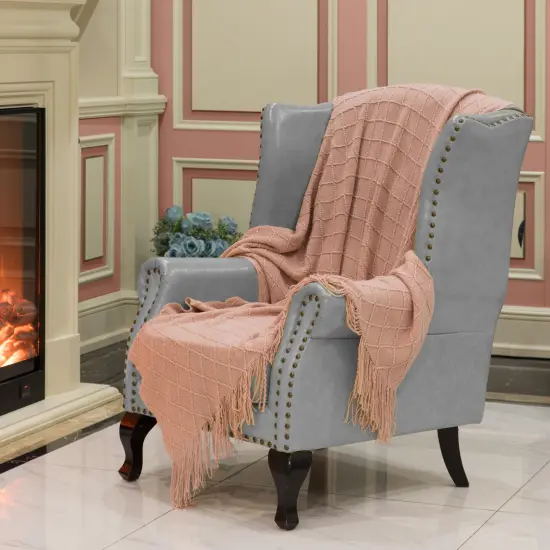 Decorative Throw Blanket - 50x60in Soft Knit with Delightful Fringe Edges for a Sophisticated and Cozy Touch to Your Living Space Lightweight, Breathable, Easy Care, Versatile, All-Season, Ideal for Lounging, Gifting Pink {5}