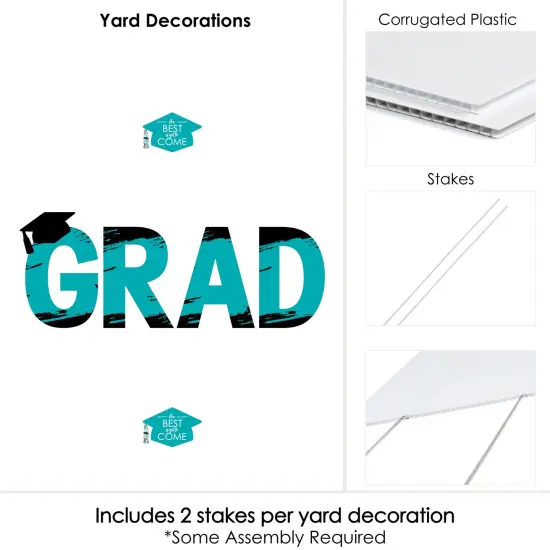 Big Dot of Happiness Teal Graduation Party Yard Signs - Outdoor Lawn Decorations - GRAD {6}