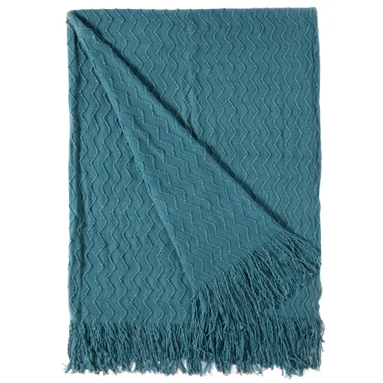 Decorative Throw Blanket - 50x60in Soft Knit with Delightful Fringe Edges for a Sophisticated and Cozy Touch to Your Living Space Lightweight, Breathable, Easy Care, Versatile, All-Season, Ideal for Lounging, Gifting Blue {4}