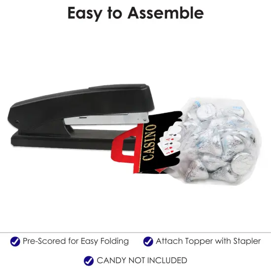 Big Dot of Happiness Las Vegas DIY Casino Party Clear Goodie Favor Bag Labels Candy Bags with Toppers Set of 24 {6}